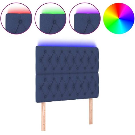Tête de lit，Panneau décoratif à LED Bleu 100x7x118/128 cm Tissu CFW9460921
