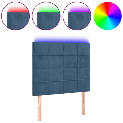 Tête de lit，Panneau décoratif à LED Bleu foncé 100x5x118/128 cm Velours CFW2099365