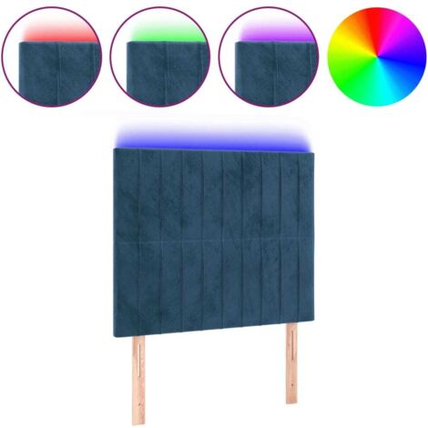 Tête de lit，Panneau décoratif à LED Bleu foncé 100x5x118/128 cm Velours CFW8510661