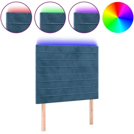 Tête de lit，Panneau décoratif à LED Bleu foncé 100x5x118/128 cm Velours CFW8667956