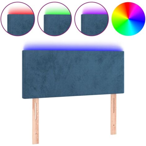 Tête de lit，Panneau décoratif à LED Bleu foncé 100x5x78/88 cm Velours CFW1496624