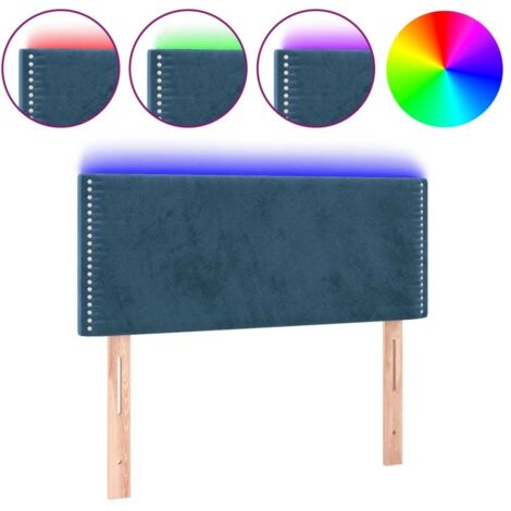 Tête de lit，Panneau décoratif à LED Bleu foncé 100x5x78/88 cm Velours CFW3612080