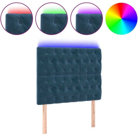 Tête de lit，Panneau décoratif à LED Bleu foncé 100x7x118/128 cm Velours CFW7550208