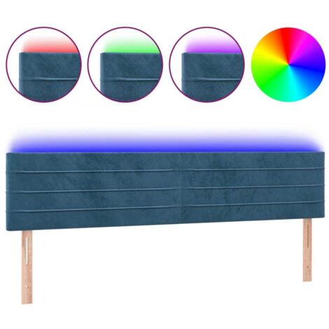 Tête de lit，Panneau décoratif à LED Bleu foncé 160x5x78/88 cm Velours CFW6516370