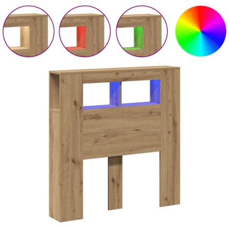 Tête de lit，Panneau décoratif à LED chêne artisanal 100x18,5x103,5 cm CFW7700382
