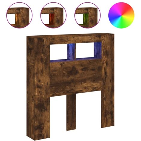 Tête de lit，Panneau décoratif à LED chêne fumé 100x18,5x103,5cm bois d'ingénierie CFW5713745