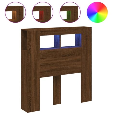 Tête de lit，Panneau décoratif à LED chêne marron 100x18,5x103,5cm bois ingénierie CFW3935018
