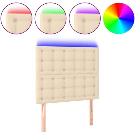 Tête de lit，Panneau décoratif à LED Crème 100x5x118/128 cm Tissu CFW1128802
