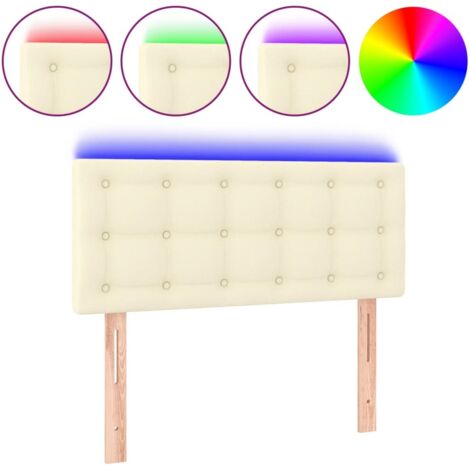 Tête de lit，Panneau décoratif à LED Crème 100x5x78/88 cm Similicuir CFW5105320