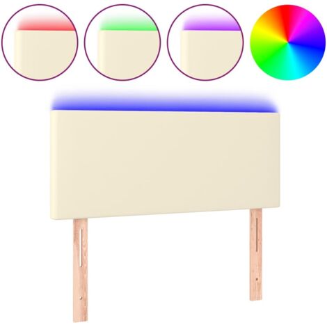 Tête de lit，Panneau décoratif à LED Crème 100x5x78/88 cm Similicuir CFW6346980