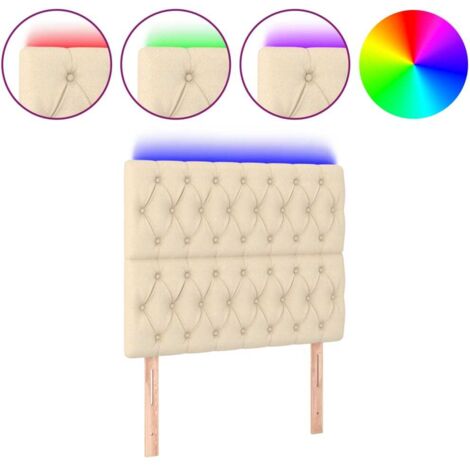 Tête de lit，Panneau décoratif à LED Crème 100x7x118/128 cm Tissu CFW6686551
