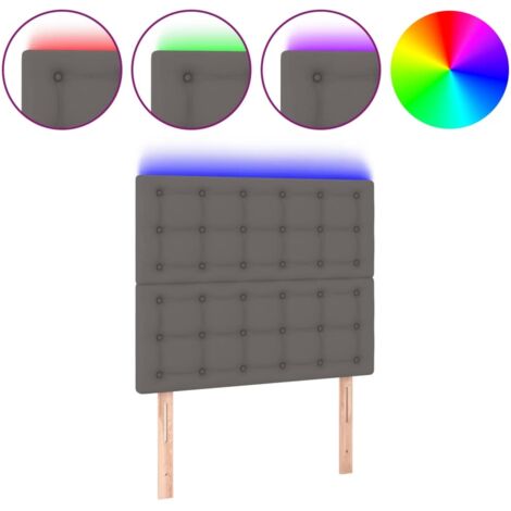 Tête de lit，Panneau décoratif à LED Gris 100x5x118/128 cm Similicuir CFW3033004
