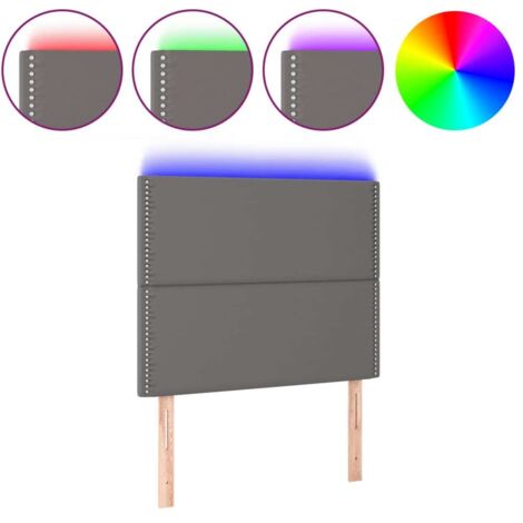 Tête de lit，Panneau décoratif à LED Gris 100x5x118/128 cm Similicuir CFW7571415