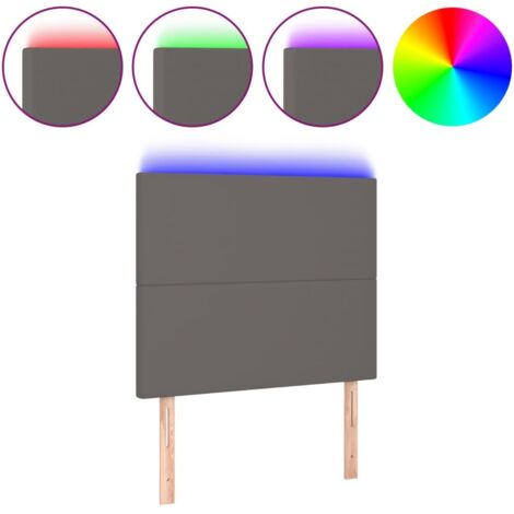 Tête de lit，Panneau décoratif à LED Gris 100x5x118/128 cm Similicuir CFW9284825