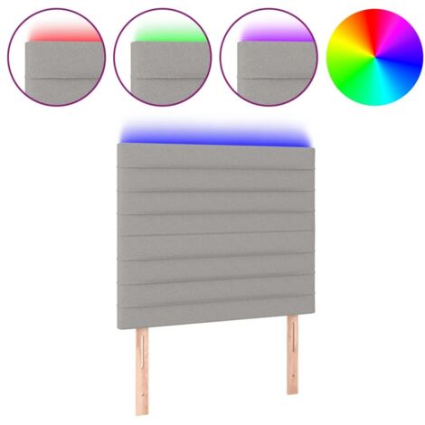 Tête de lit，Panneau décoratif à LED Gris clair 100x5x118/128 cm Tissu CFW5329186