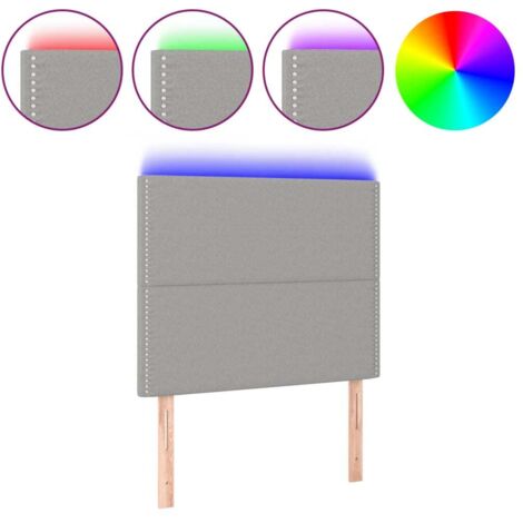 Tête de lit，Panneau décoratif à LED Gris clair 100x5x118/128 cm Tissu CFW9538439