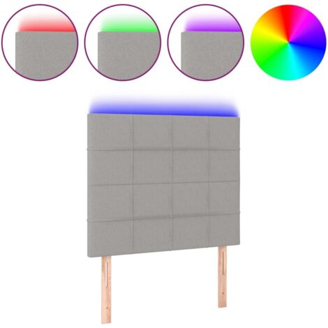 Tête de lit，Panneau décoratif à LED Gris clair 100x5x118/128 cm Tissu CFW9935791
