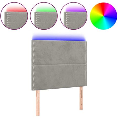 Tête de lit，Panneau décoratif à LED Gris clair 100x5x118/128 cm Velours CFW1985181