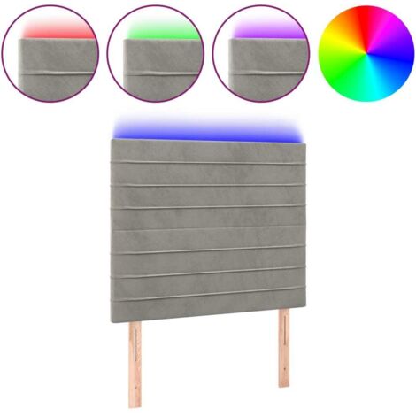 Tête de lit，Panneau décoratif à LED Gris clair 100x5x118/128 cm Velours CFW4479951