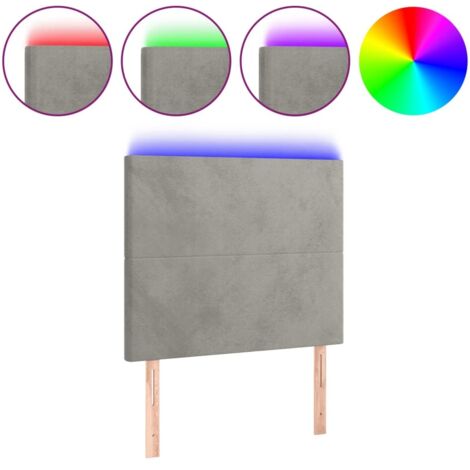 Tête de lit，Panneau décoratif à LED Gris clair 100x5x118/128 cm Velours CFW4866020