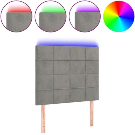 Tête de lit，Panneau décoratif à LED Gris clair 100x5x118/128 cm Velours CFW5353237