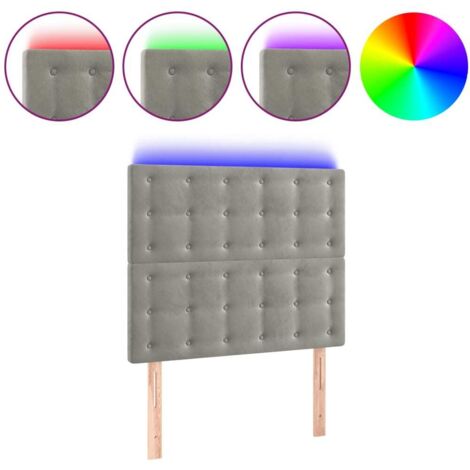 Tête de lit，Panneau décoratif à LED Gris clair 100x5x118/128 cm Velours CFW8781702