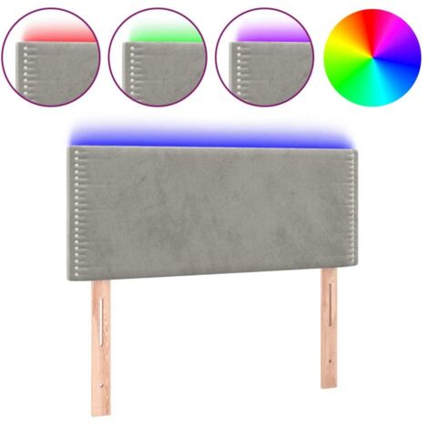 Tête de lit，Panneau décoratif à LED Gris clair 100x5x78/88 cm Velours CFW2340694