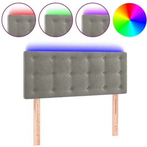Tête de lit，Panneau décoratif à LED Gris clair 100x5x78/88 cm Velours CFW6701072