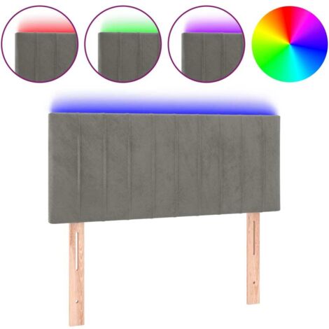 Tête de lit，Panneau décoratif à LED Gris clair 100x5x78/88 cm Velours CFW7707281
