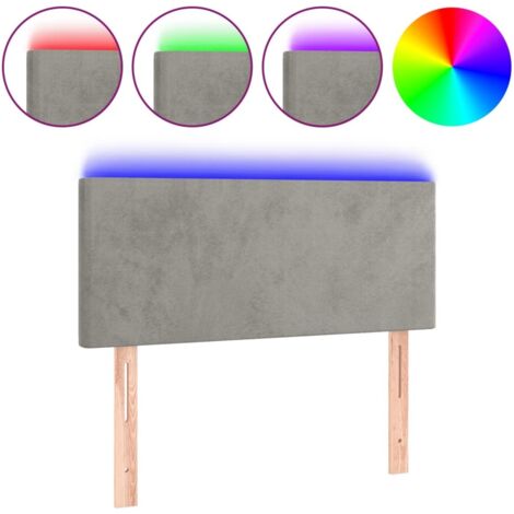 Tête de lit，Panneau décoratif à LED Gris clair 100x5x78/88 cm Velours CFW9914082
