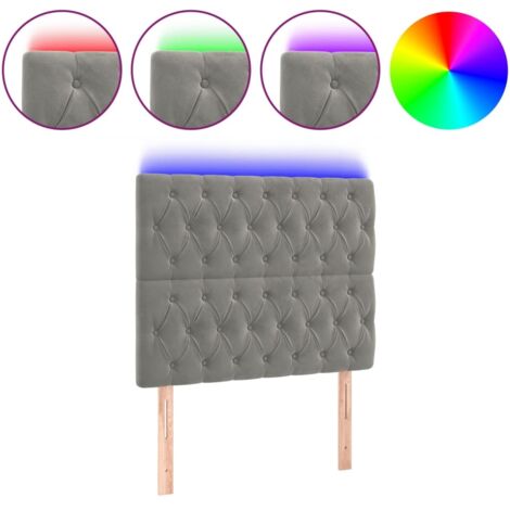 Tête de lit，Panneau décoratif à LED Gris clair 100x7x118/128 cm Velours CFW6513050