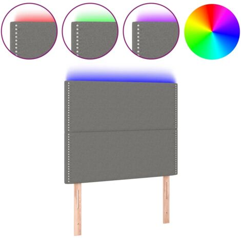 Tête de lit，Panneau décoratif à LED Gris foncé 100x5x118/128 cm Tissu CFW3121658