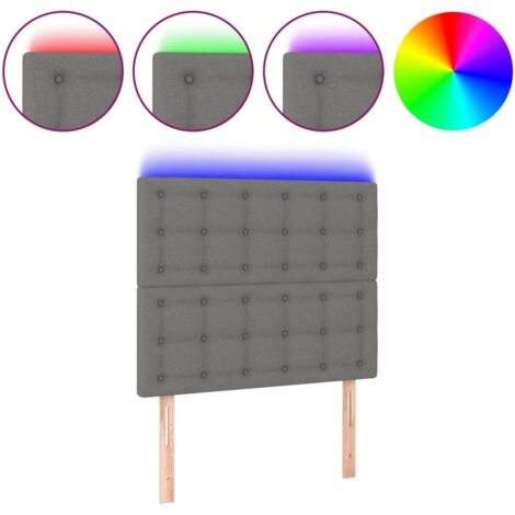 Tête de lit，Panneau décoratif à LED Gris foncé 100x5x118/128 cm Tissu CFW3303812