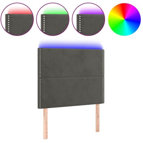 Tête de lit，Panneau décoratif à LED Gris foncé 100x5x118/128 cm Velours CFW3225945