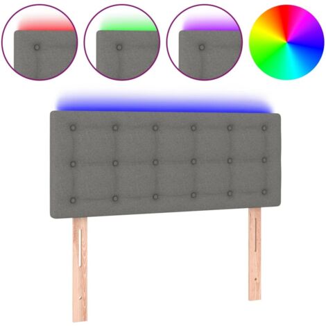 Tête de lit，Panneau décoratif à LED Gris foncé 100x5x78/88 cm Tissu CFW2017878