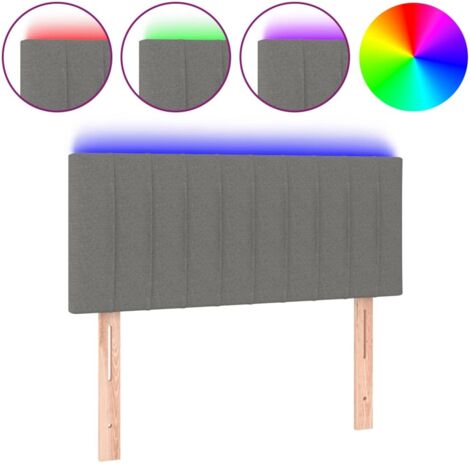 Tête de lit，Panneau décoratif à LED Gris foncé 100x5x78/88 cm Tissu CFW6180212