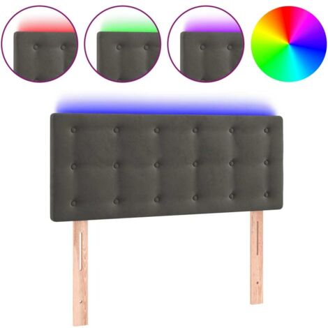Tête de lit，Panneau décoratif à LED Gris foncé 100x5x78/88 cm Velours CFW3367907