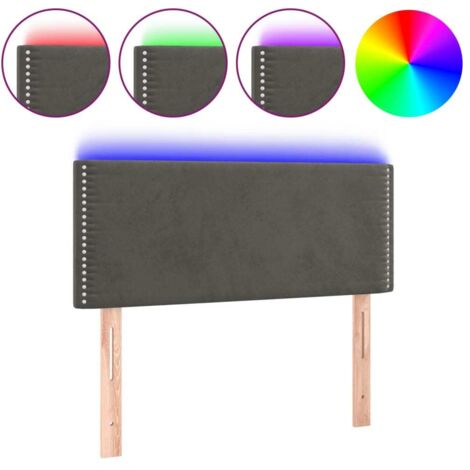 Tête de lit，Panneau décoratif à LED Gris foncé 100x5x78/88 cm Velours CFW5358058