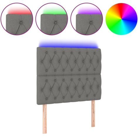 Tête de lit，Panneau décoratif à LED Gris foncé 100x7x118/128 cm Tissu CFW3462464