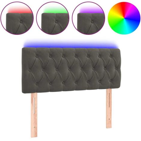 Tête de lit，Panneau décoratif à LED Gris foncé 100x7x78/88 cm Velours CFW5529459