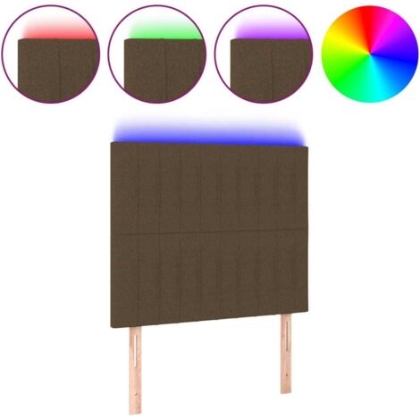 Tête de lit，Panneau décoratif à LED Marron foncé 100x5x118/128 cm Tissu CFW2039042