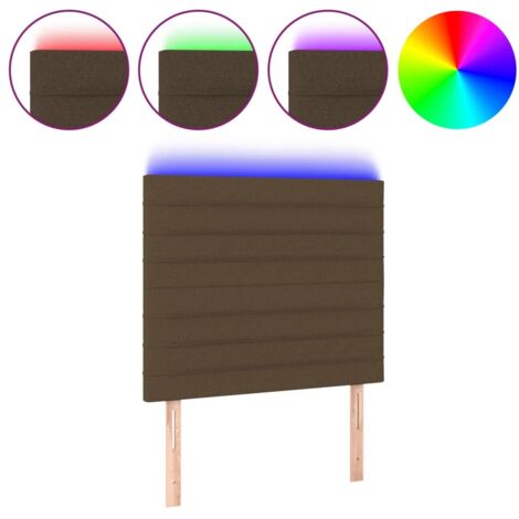 Tête de lit，Panneau décoratif à LED Marron foncé 100x5x118/128 cm Tissu CFW7434991