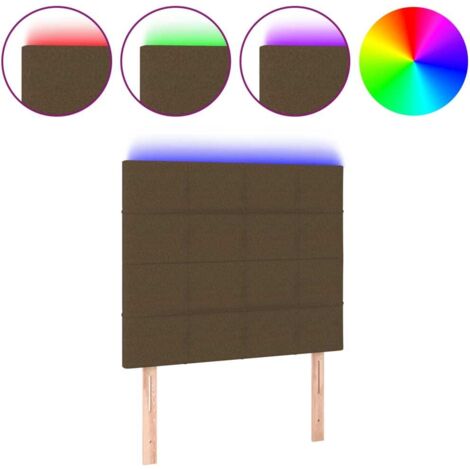 Tête de lit，Panneau décoratif à LED Marron foncé 100x5x118/128 cm Tissu CFW8069312