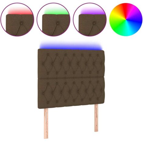 Tête de lit，Panneau décoratif à LED Marron foncé 100x7x118/128 cm Tissu CFW1627875