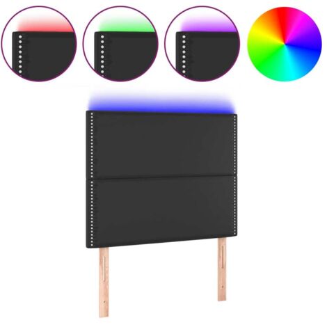 Tête de lit，Panneau décoratif à LED Noir 100x5x118/128 cm Similicuir CFW5624069
