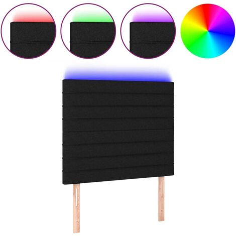 Tête de lit，Panneau décoratif à LED Noir 100x5x118/128 cm Tissu CFW9241287
