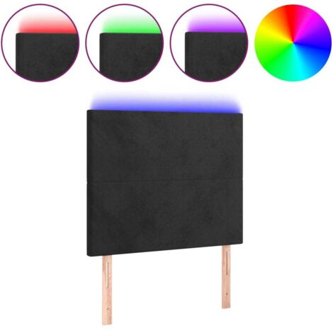 Tête de lit，Panneau décoratif à LED Noir 100x5x118/128 cm Velours CFW4779489