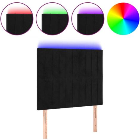 Tête de lit，Panneau décoratif à LED Noir 100x5x118/128 cm Velours CFW7196359