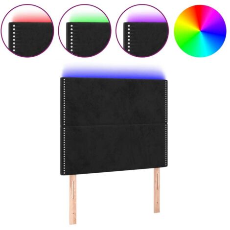 Tête de lit，Panneau décoratif à LED Noir 100x5x118/128 cm Velours CFW9113299