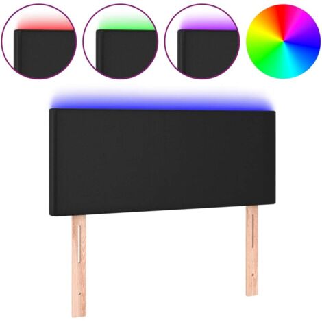 Tête de lit，Panneau décoratif à LED Noir 100x5x78/88 cm Similicuir CFW2281789